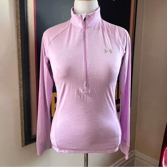 Under Armour Lilac  Half Zip Long Sleeve Heat Gear Long Sleeve Pullover Shirt - Picture 4 of 16